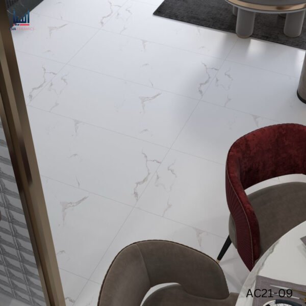 Indian Porcelain 60x120cm Satin Matt White Tiles For Home And Commercial Spaces-CodeAC21-09